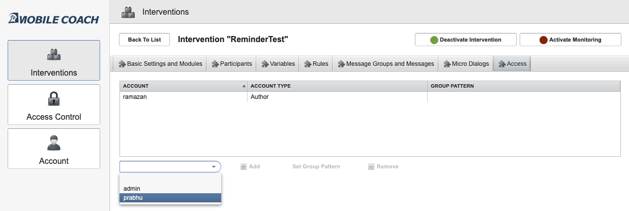 Intervention Access Intervention Access